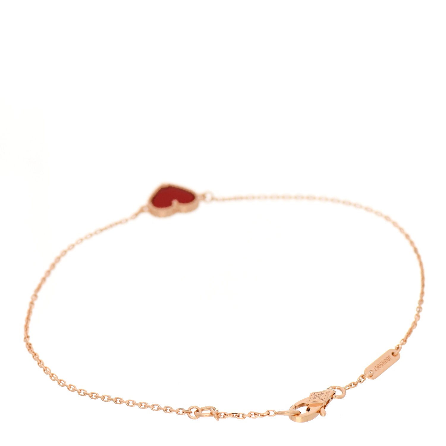 Van Cleef & Arpels 18K Rose Gold Carnelian Sweet Alhambra Heart Bracelet 2 of 5