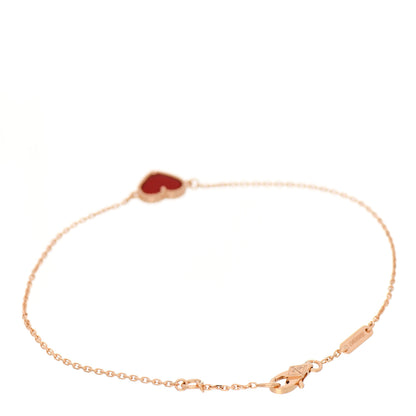 Van Cleef & Arpels 18K Rose Gold Carnelian Sweet Alhambra Heart Bracelet 2 of 5