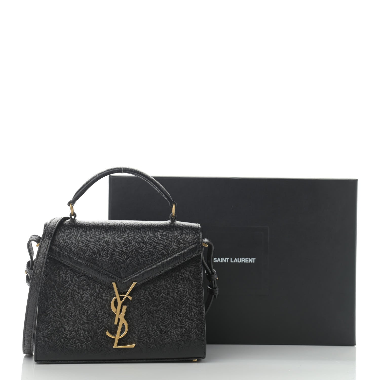 Saint Laurent Grain de Poudre Mini Classic Monogram Cassandra Top Handle Black 14 of 14