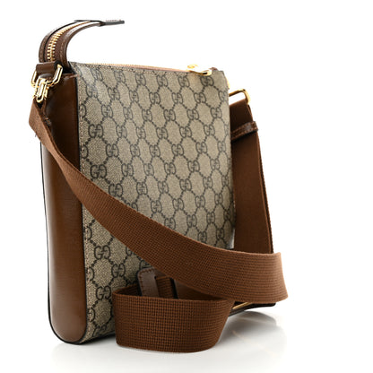 Gucci GG Supreme Monogram Azalea Calfskin Retro Interlocking G Flat Messenger Bag Beige Ebony Brown Sugar 4 of 11