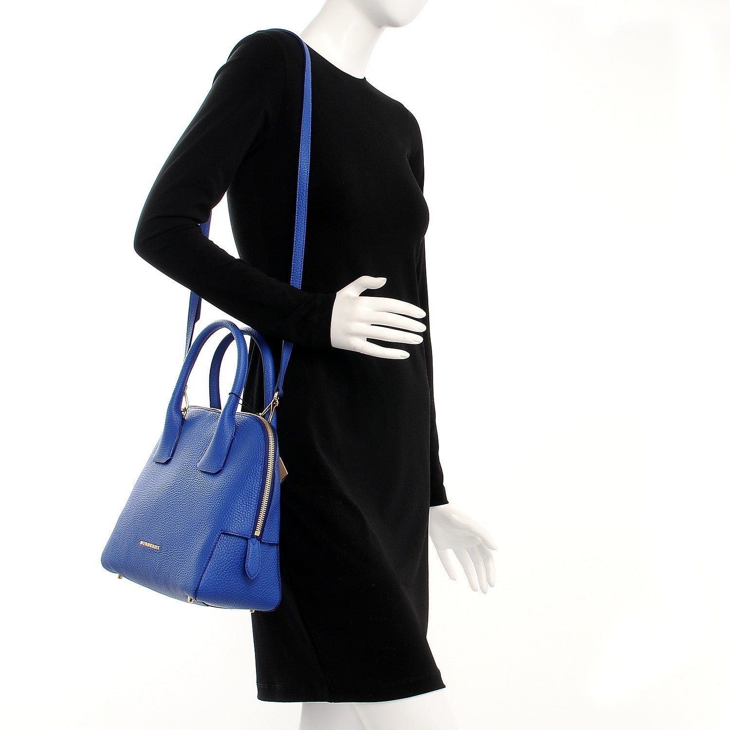 Burberry London Grainy Calfskin Small Greenwood Bowling Bag Brilliant Blue 2 of 9