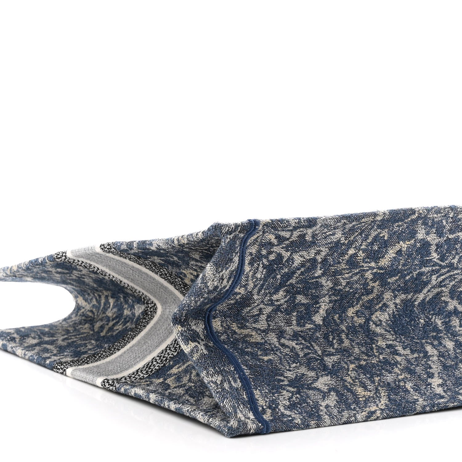 Christian Dior Canvas Embroidered Large Brocart Book Tote Blue 8 of 9