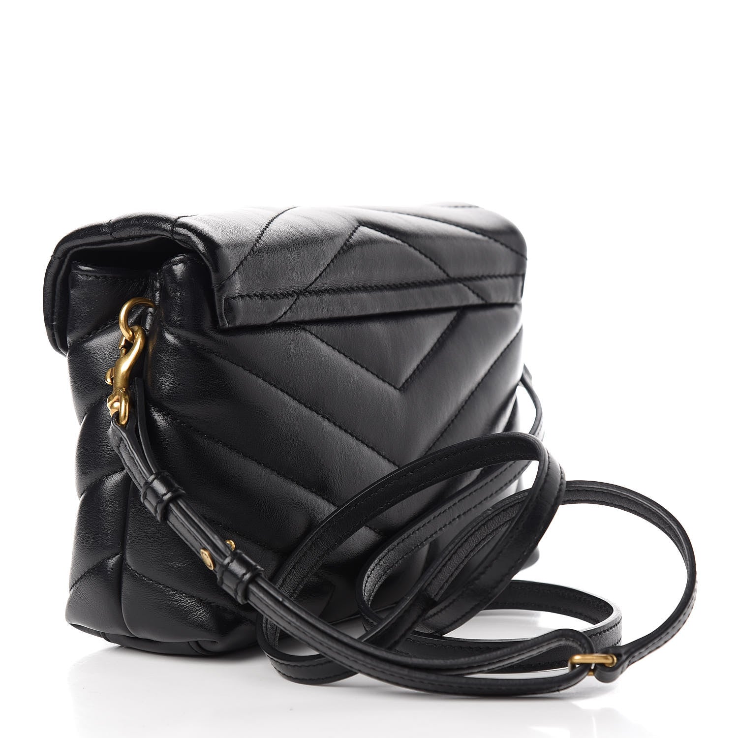 Saint Laurent Calfskin Y Quilted Monogram Toy Loulou Crossbody Bag Black 3 of 12