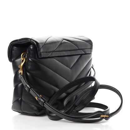 Saint Laurent Calfskin Y Quilted Monogram Toy Loulou Crossbody Bag Black 3 of 12