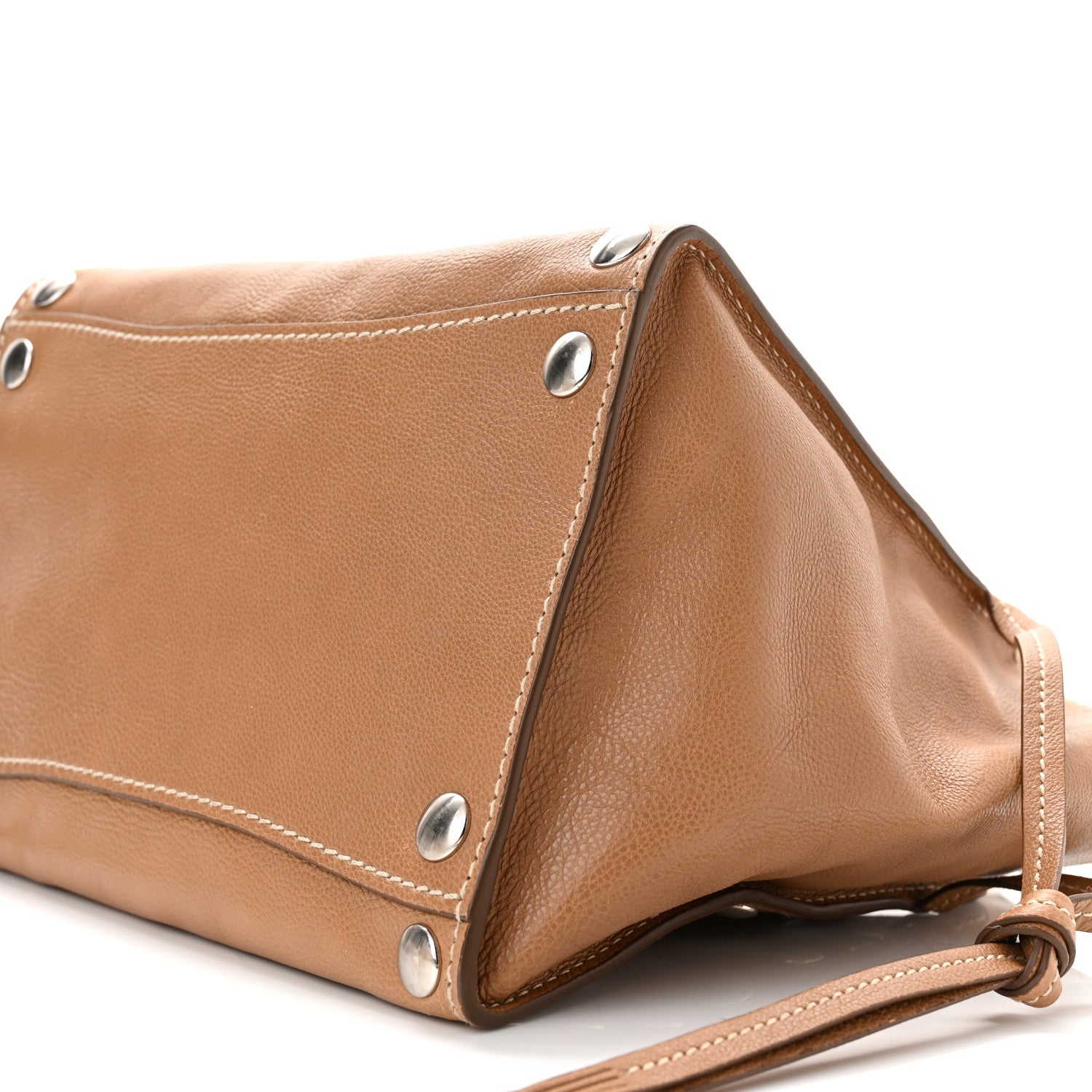 Prada Glace Calf Studded Twin Pocket Tote Caramel 9 of 11