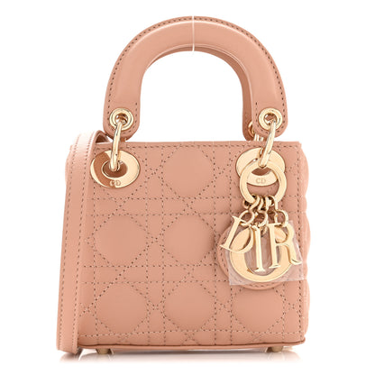 Christian Dior Lambskin Cannage Micro Lady Dior Rose Des Vents 1 of 11