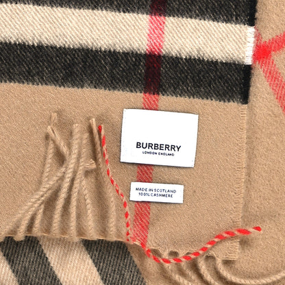 Burberry Cashmere Giant Heritage Check Fringe Scarf Camel 3 of 3
