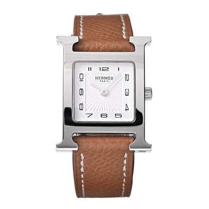 Hermes Stainless Steel Epsom 21mm Heure H Hour Quartz Watch Gold 1 of 8