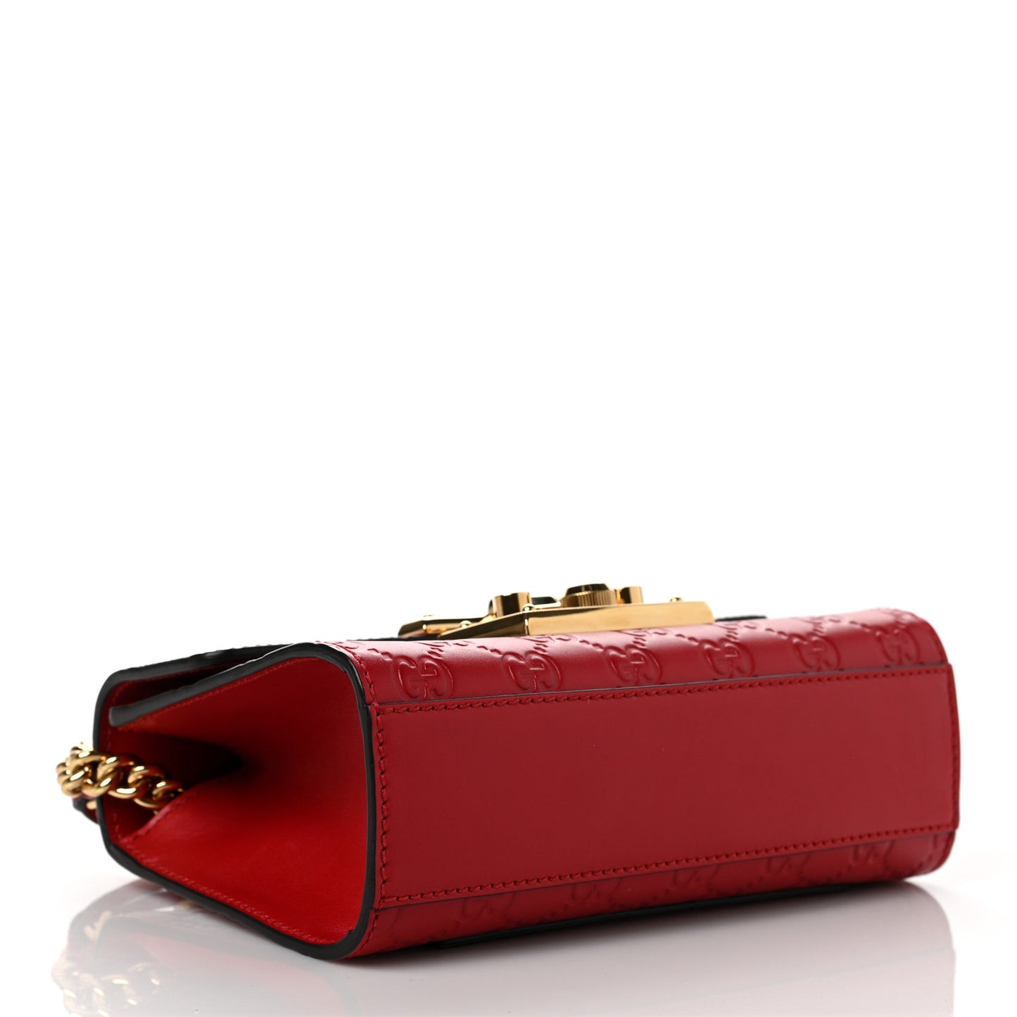 Guccissima Small Padlock Shoulder Bag Hibiscus Red