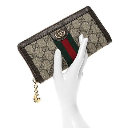 Gucci GG Supreme Monogram Web Ophidia Zip Around Wallet Brown 2 of 9