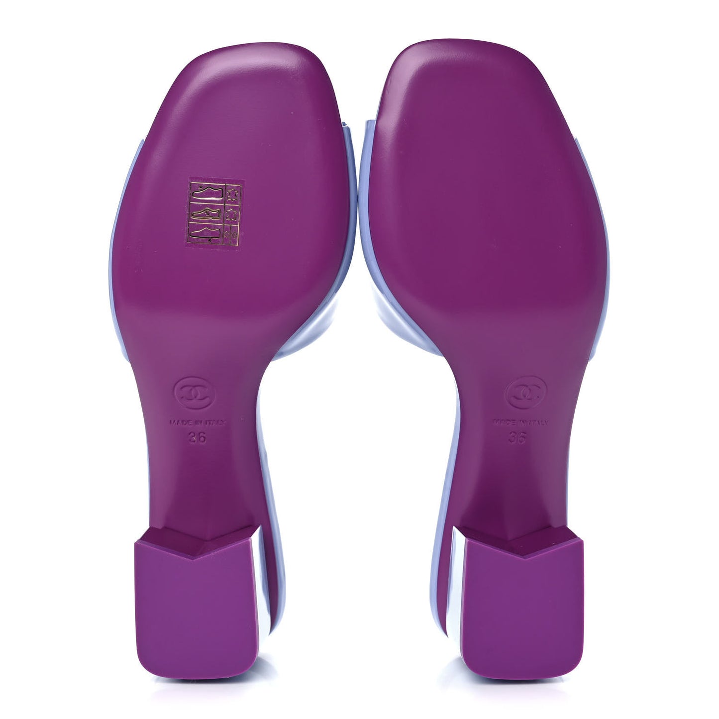 Patent Calfskin CC Mules 36 Light Purple Dark Purple