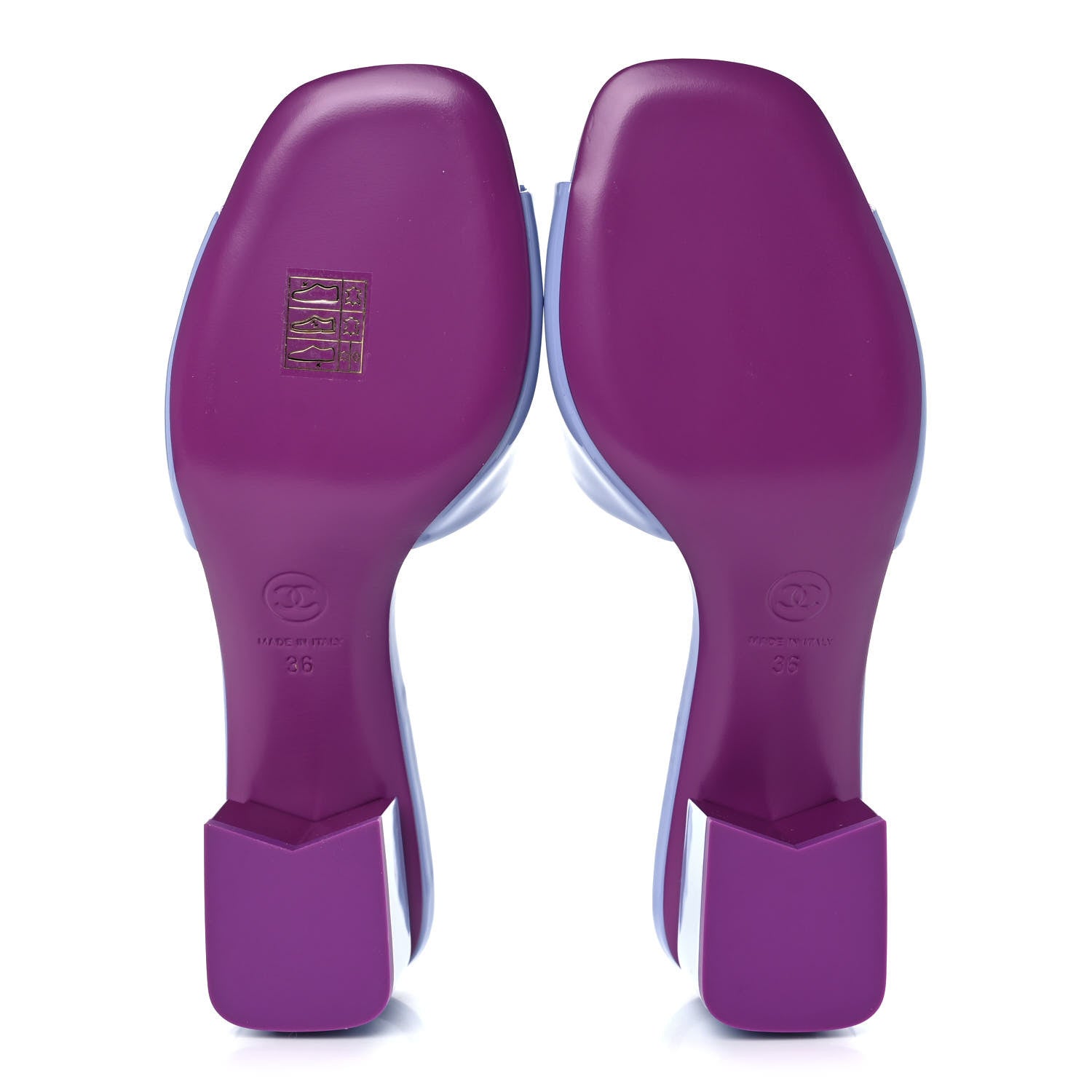 Chanel Patent Calfskin CC Mules 36 Light Purple Dark Purple 5 of 10