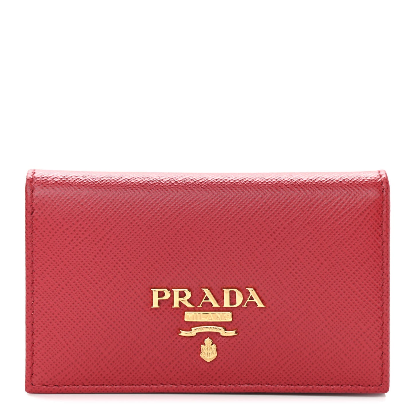Saffiano Metal Bi-Fold Card Holder Wallet Fuoco