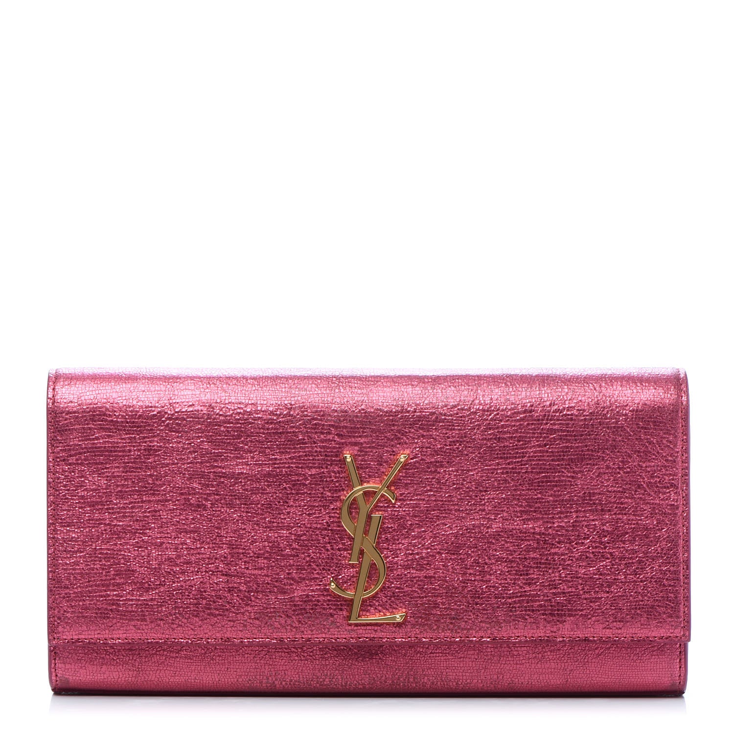 Saint Laurent Metallic Textured Calfskin Classic Monogram Cassandre Clutch Pink 1 of 9