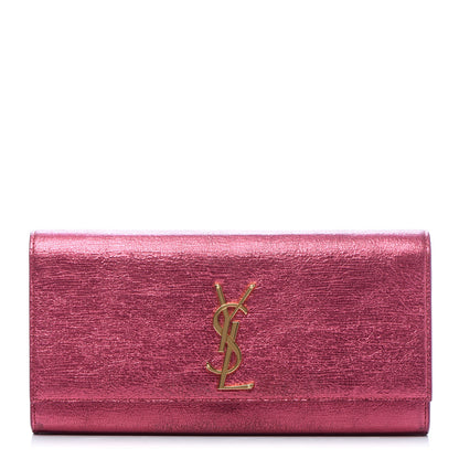 Saint Laurent Metallic Textured Calfskin Classic Monogram Cassandre Clutch Pink 1 of 9