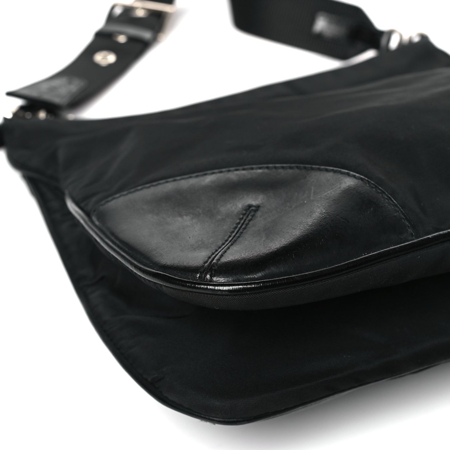 Tessuto Nylon Soft Calf Shoulder Bag Black