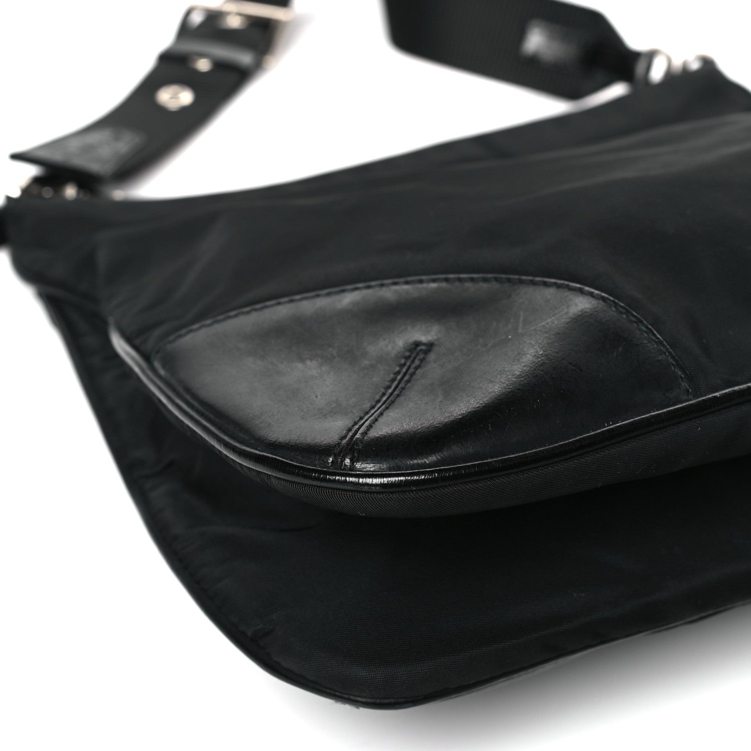 Prada Tessuto Nylon Soft Calf Shoulder Bag Black 7 of 10