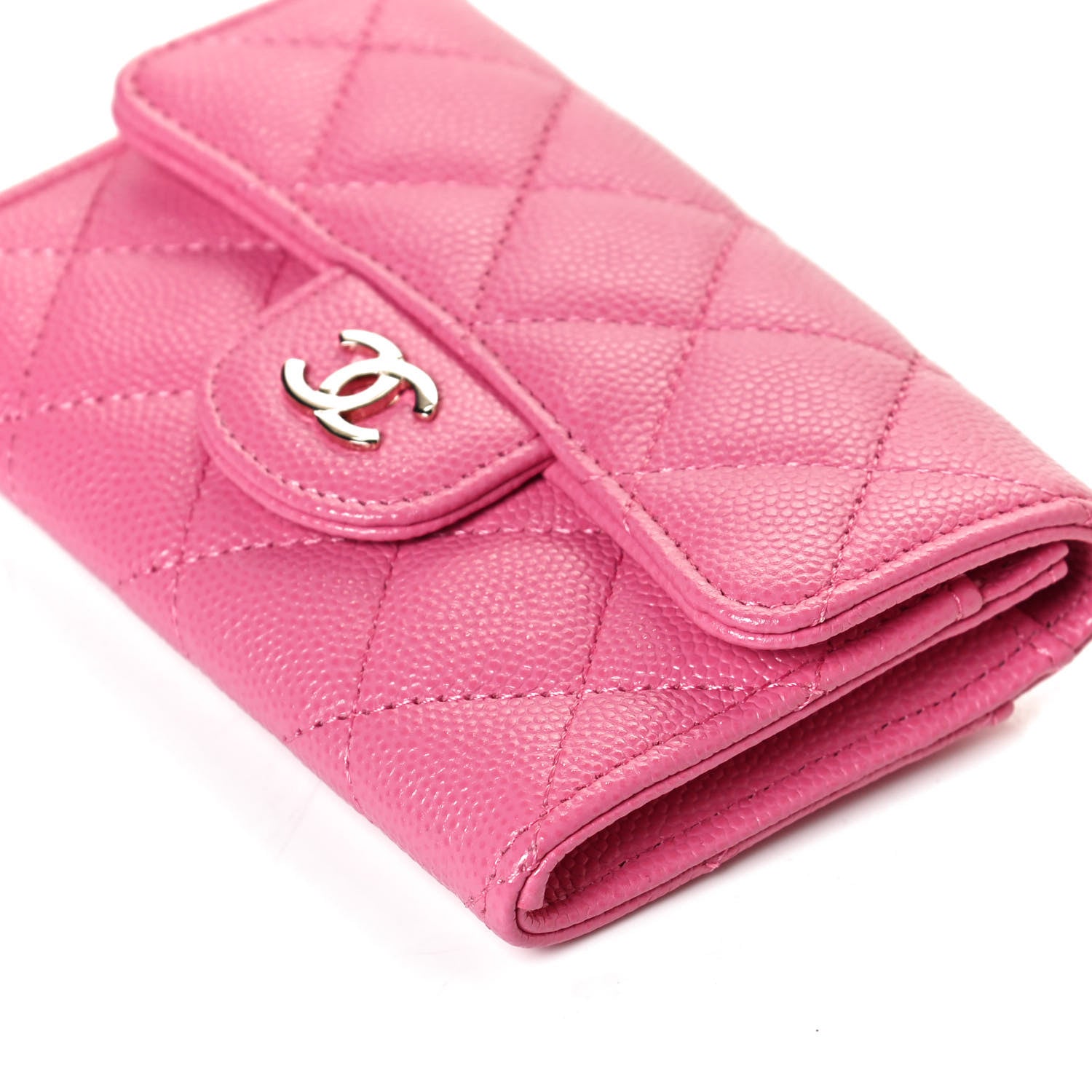 Chanel Caviar Quilted Flap Card Holder Wallet Pink 10 of 12