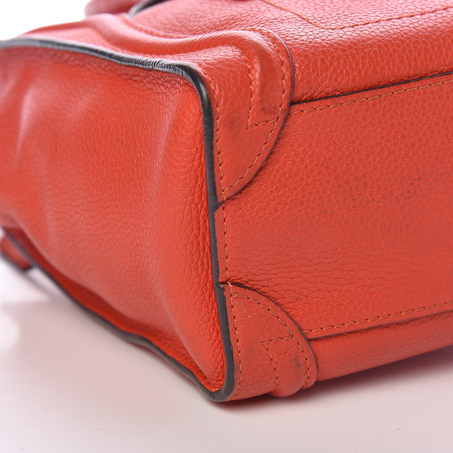 Drummed Calfskin Nano Luggage Vermillion