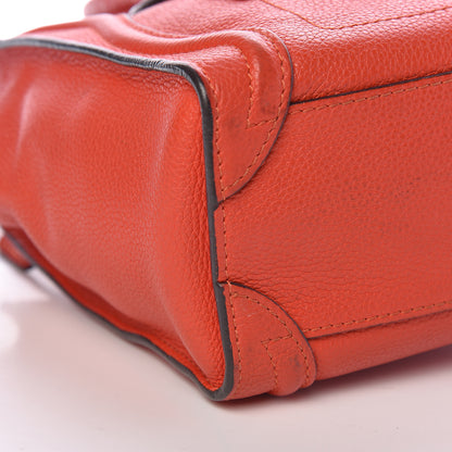 Celine Drummed Calfskin Nano Luggage Vermillion 13 of 15