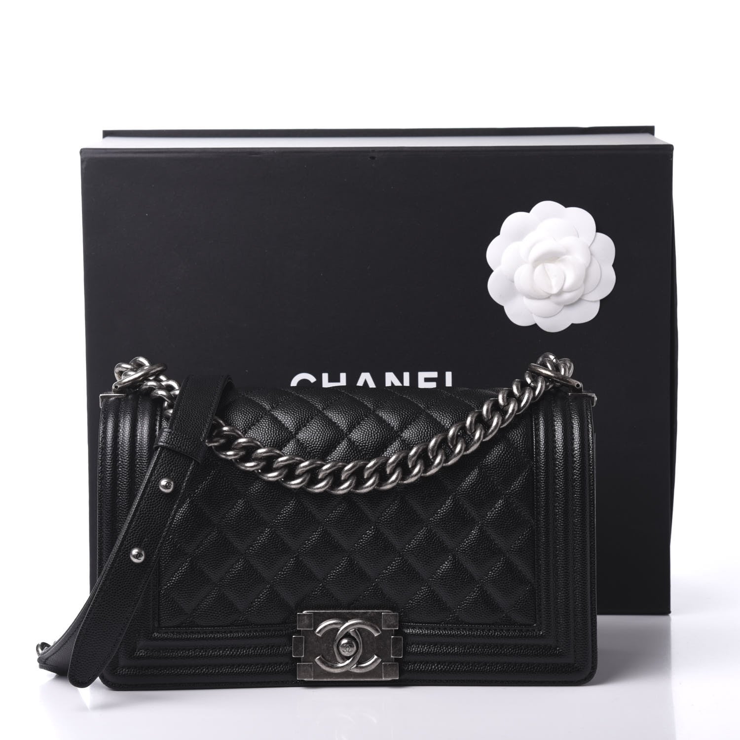 Chanel Caviar Quilted Medium Boy Flap Black 11 of 11