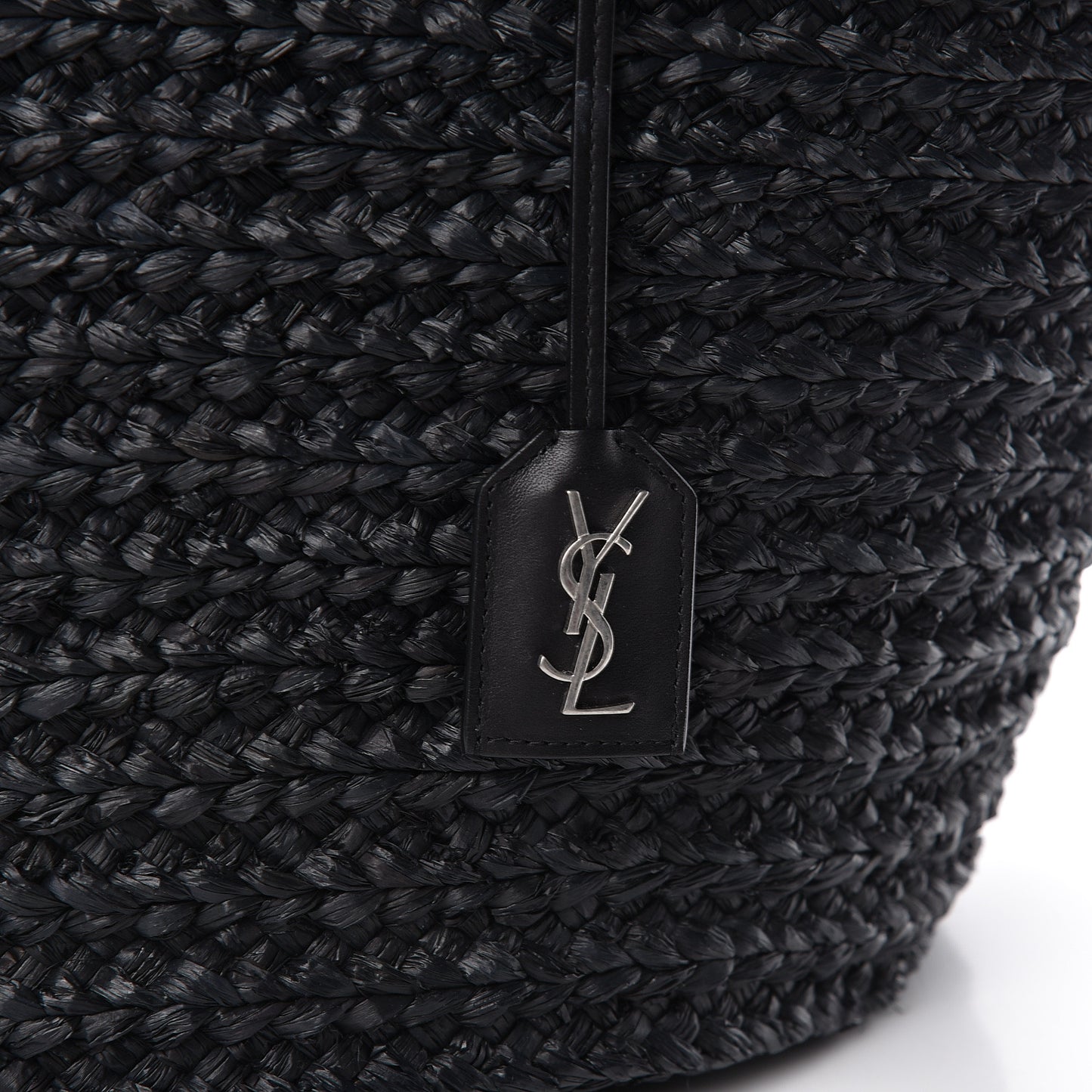 Raffia Medium Panier Bag Black
