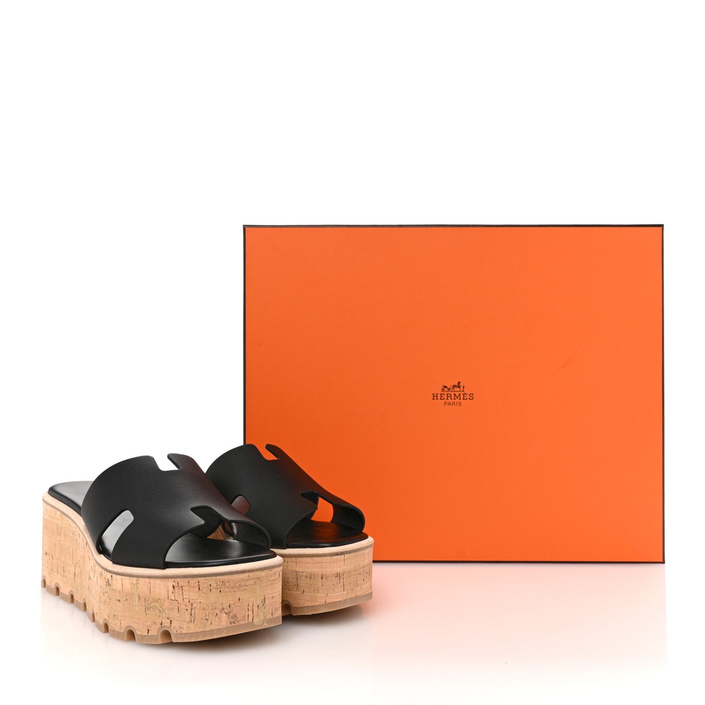Calfskin Cork Eze 30 Sandals 38 Black