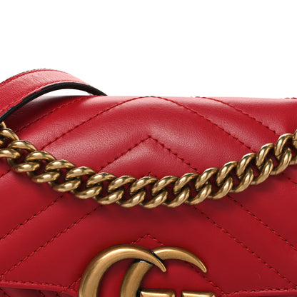Gucci Calfskin Matelasse Mini GG Marmont Shoulder Bag Hibiscus Red 8 of 11