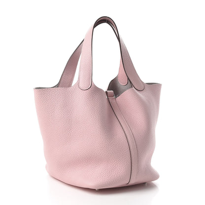 Hermes Taurillon Clemence Picotin Lock 22 MM Rose Sakura 3 of 11