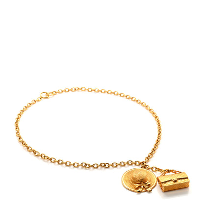 Chanel Metal Chain Flap Bag Hat Charm Belt Gold 1 of 4
