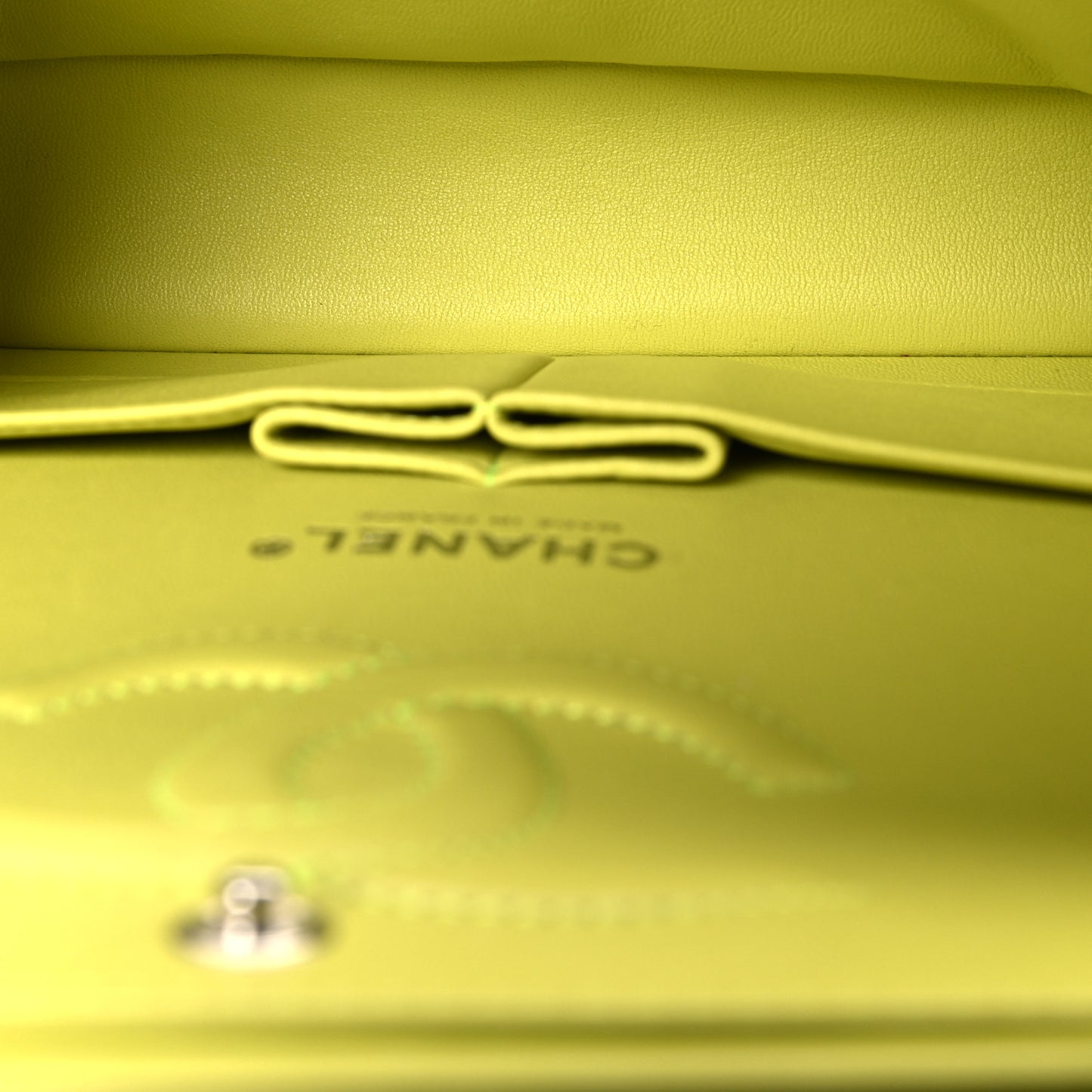 Lambskin Quilted Medium Double Flap Yellow