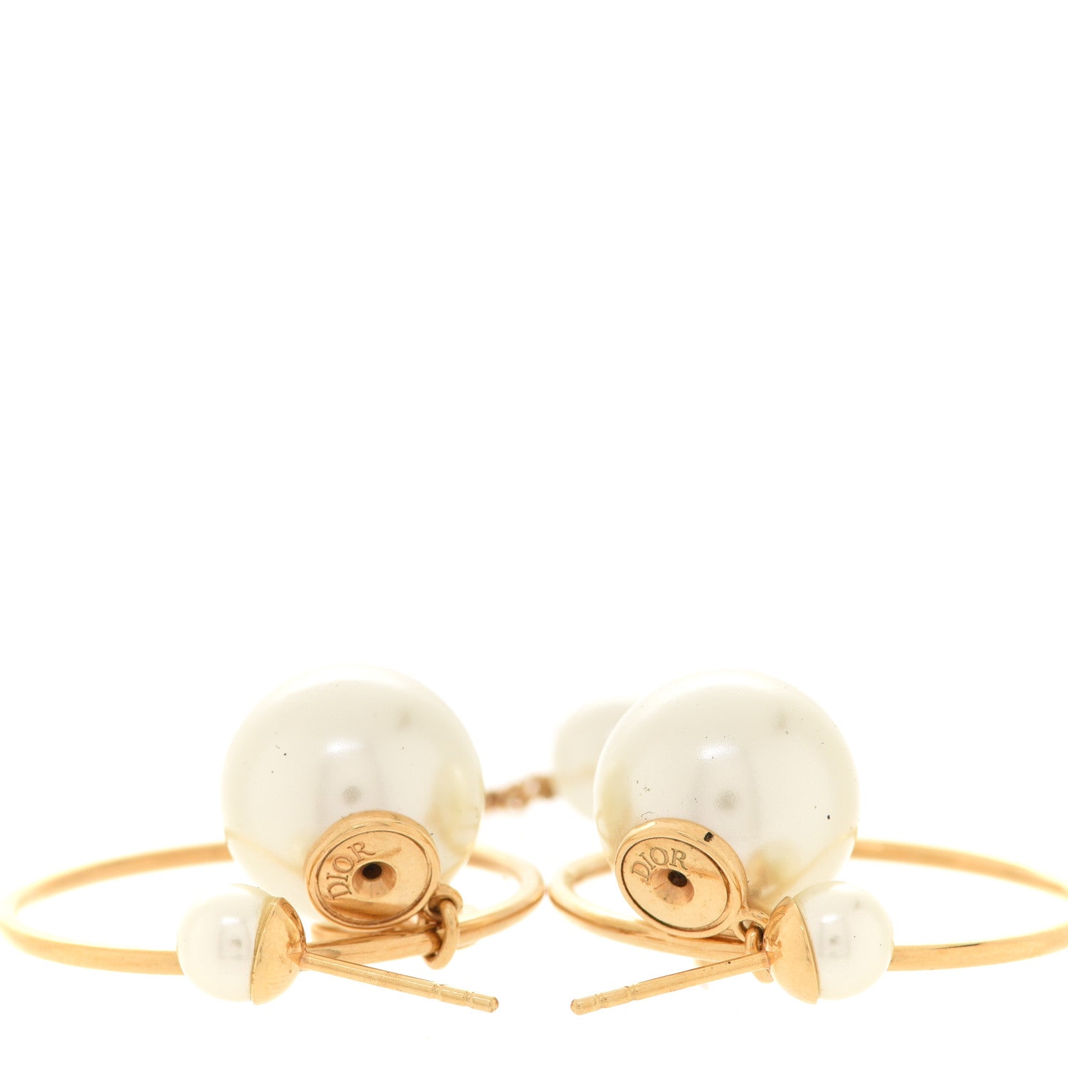 Christian Dior Pearl Tribales Dangle Chain Earrings Gold 4 of 4