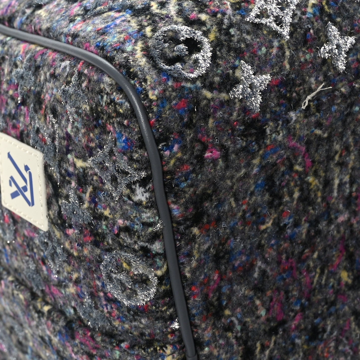 Wool Cotton Monogram Jacquard Embroidered LV Felt Keepall Bandouliere 50 Gris