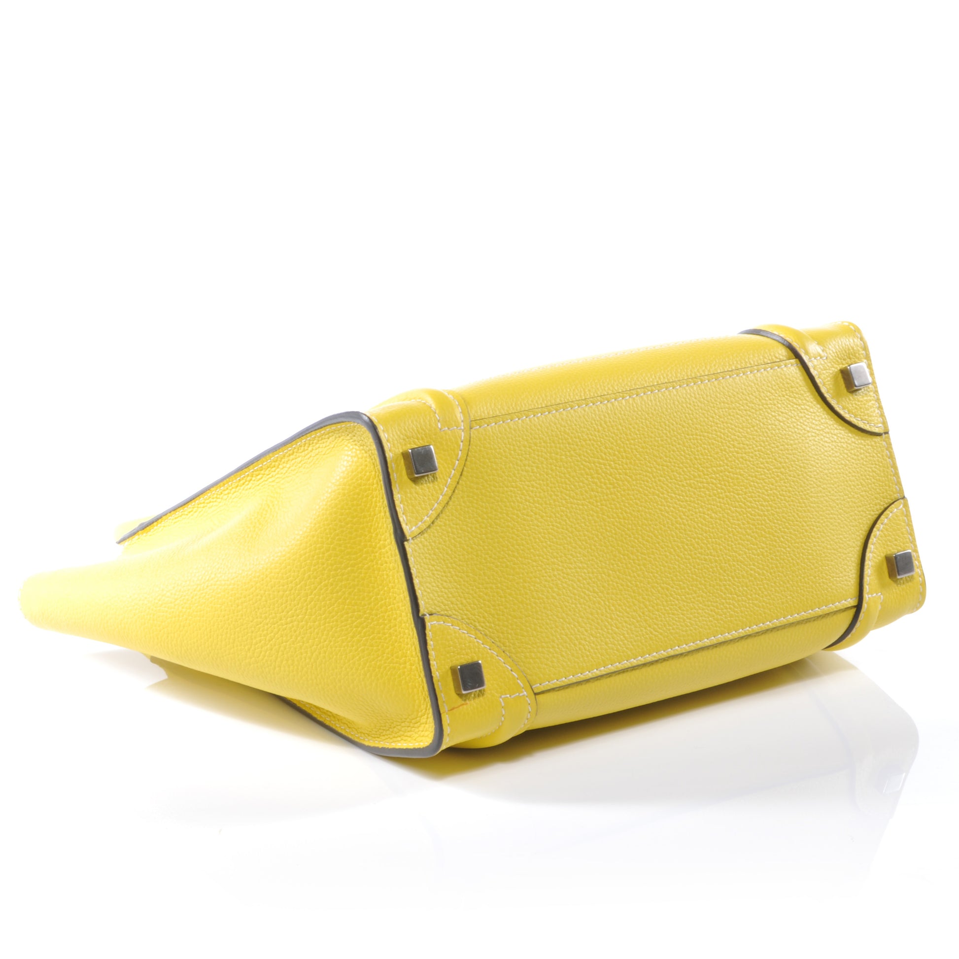 Celine Drummed Leather Micro Luggage Bag Citron 4 of 8