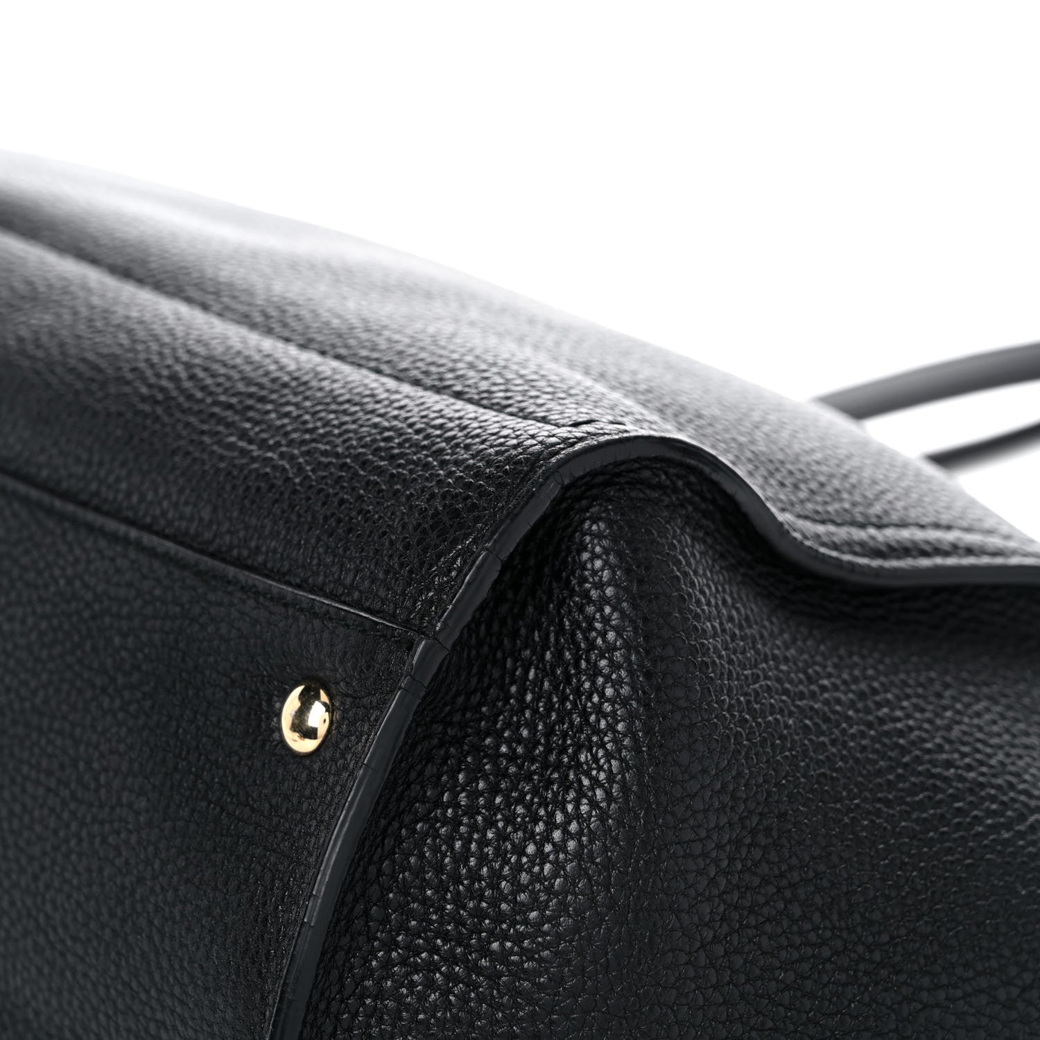 Salvatore Ferragamo Hammered Calfskin Double Handle Medium Amy Tote Black 9 of 14