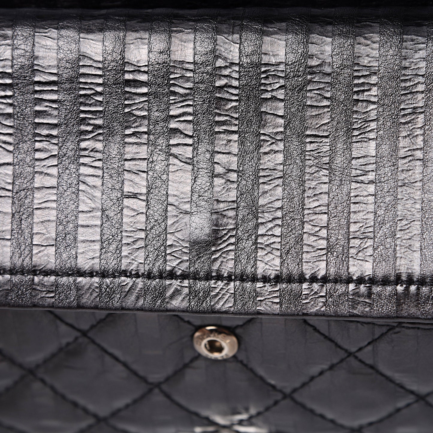 Metallic Calfskin Striped 2.55 Reissue 226 Flap Black