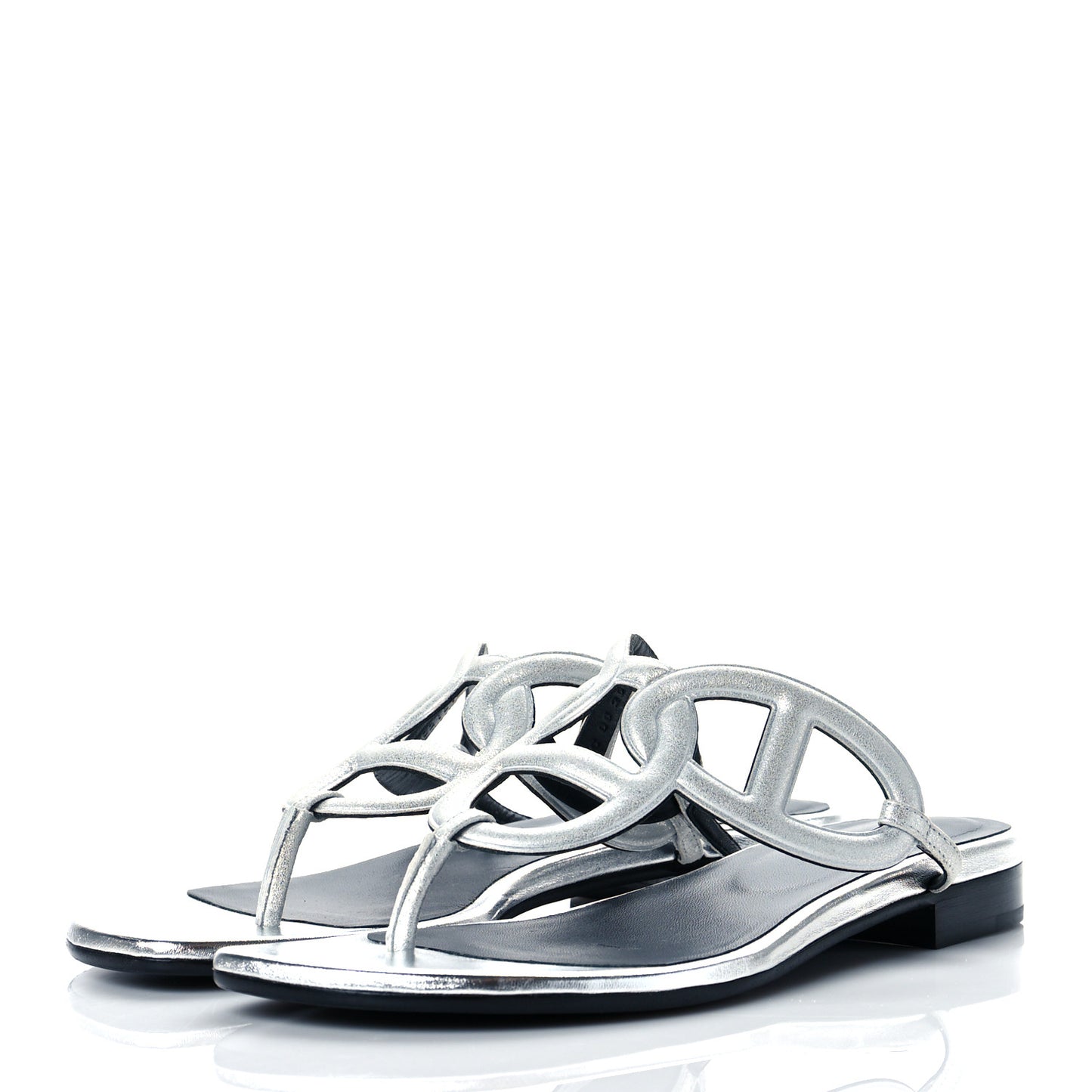 Metallic Suede Goatskin Beach Sandals 38 Silver