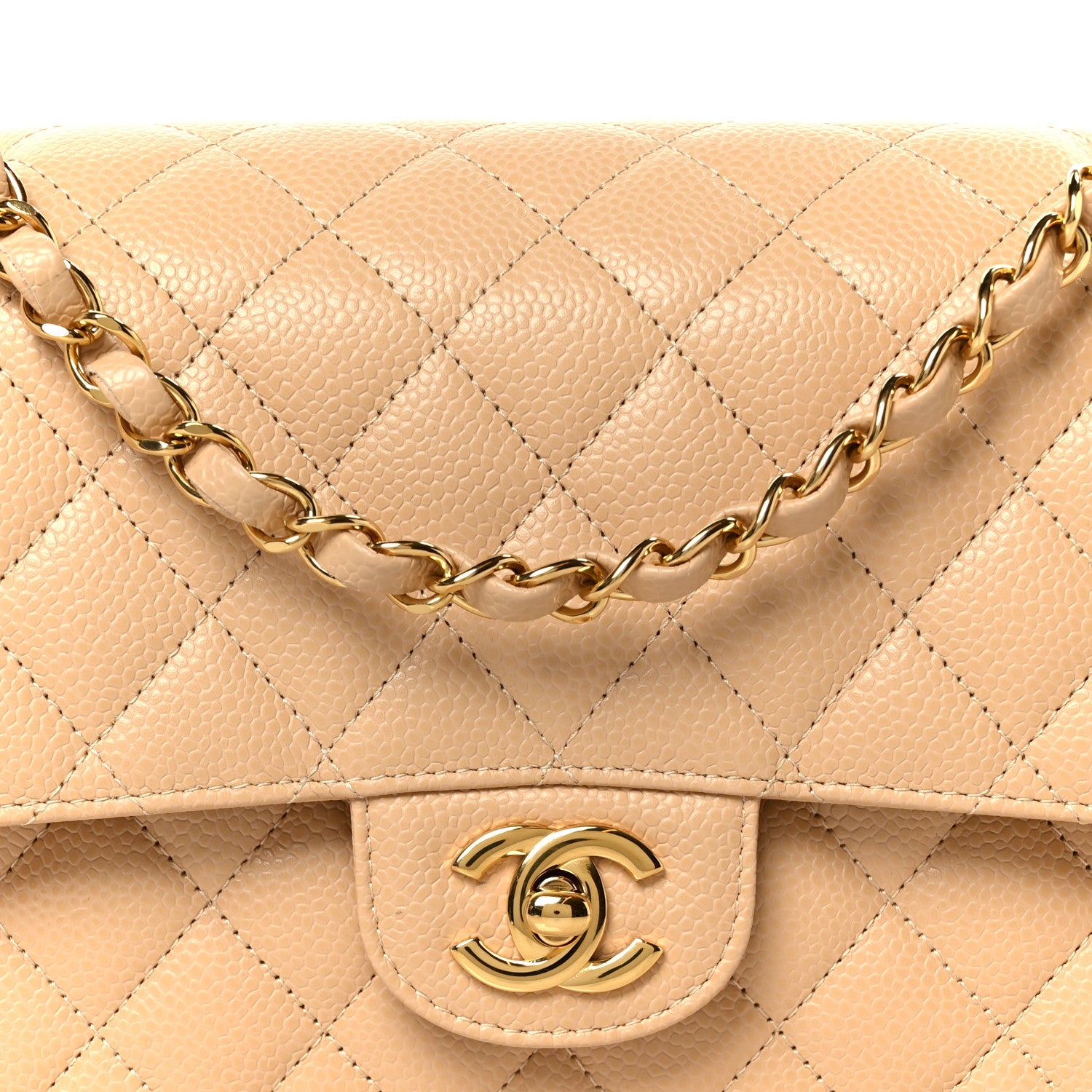 Chanel Caviar Quilted Medium Double Flap Beige 9 of 12