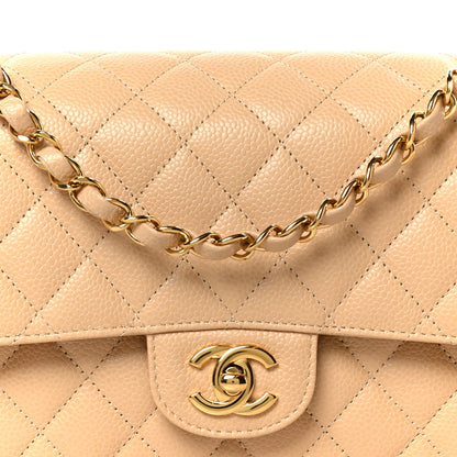Chanel Caviar Quilted Medium Double Flap Beige 9 of 12