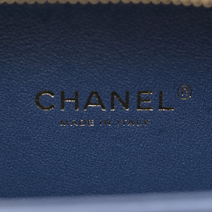 Chanel Tweed Snakeskin Quilted Small CC Filigree Vanity Case Dark Navy 6 of 11