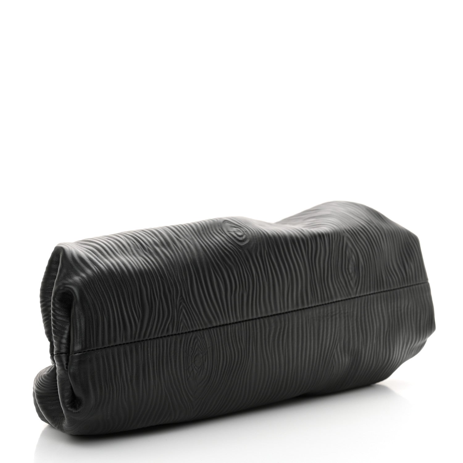 Bottega Veneta Bark Calfskin Embossed The Pouch Oversized Clutch Black 4 of 11