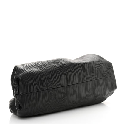 Bottega Veneta Bark Calfskin Embossed The Pouch Oversized Clutch Black 4 of 11