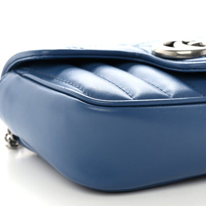 Gucci Calfskin Matelasse Aria Super Mini GG Marmont Shoulder Bag Clear Blue 9 of 11