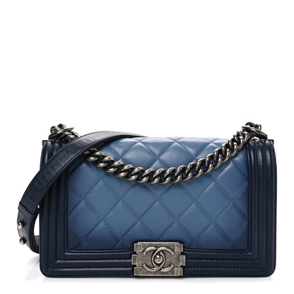 Chanel Calfskin Ombre Faded Quilted Medium Boy Flap Blue 1 of 10