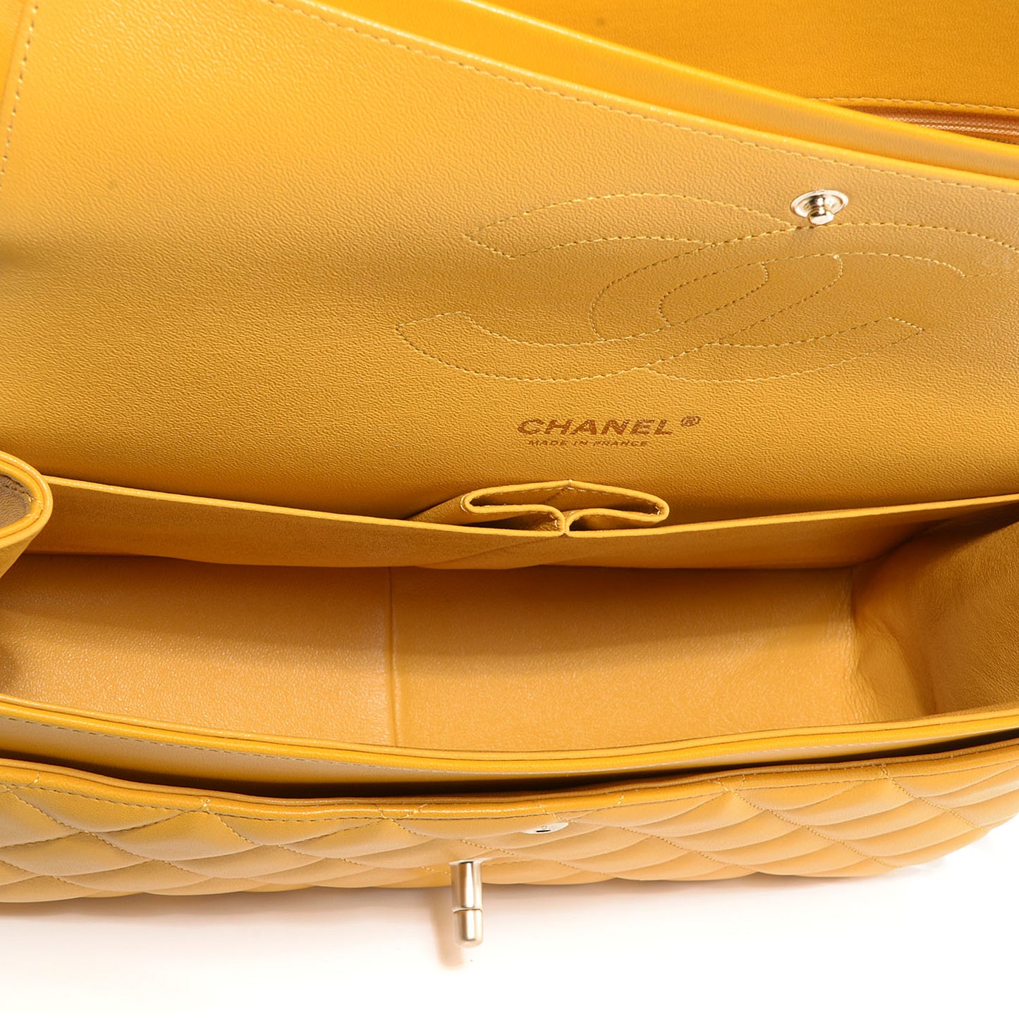 Lambskin Jumbo Double Flap Yellow