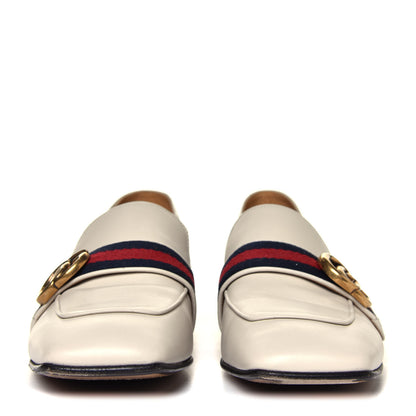 Gucci Betis Glamour Calfskin Web Pearl Embellished Peyton 35mm Loafer Pumps 39 Mystic White 7 of 14
