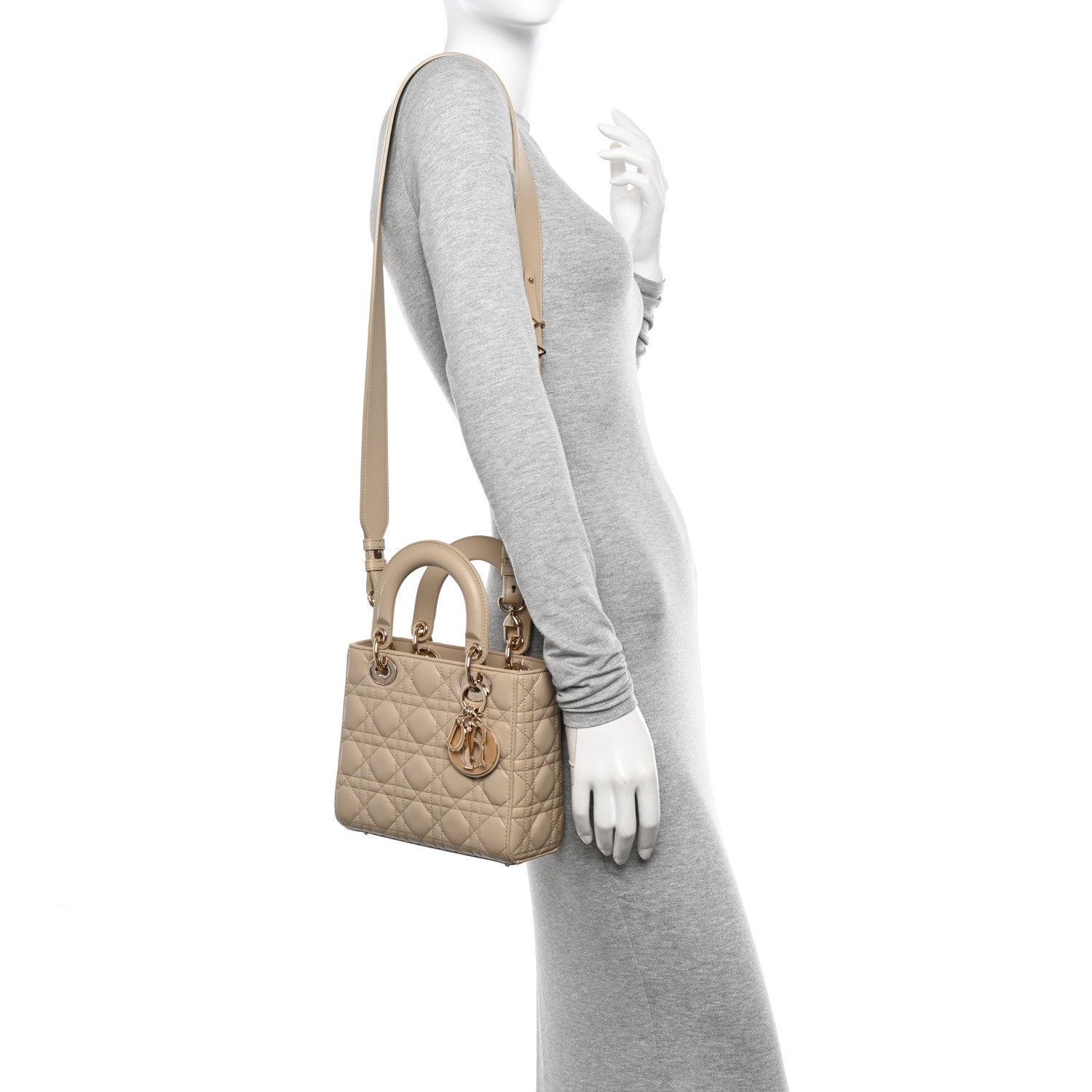 Christian Dior Lambskin Cannage Small My ABCDior Lady Dior Beige 2 of 11