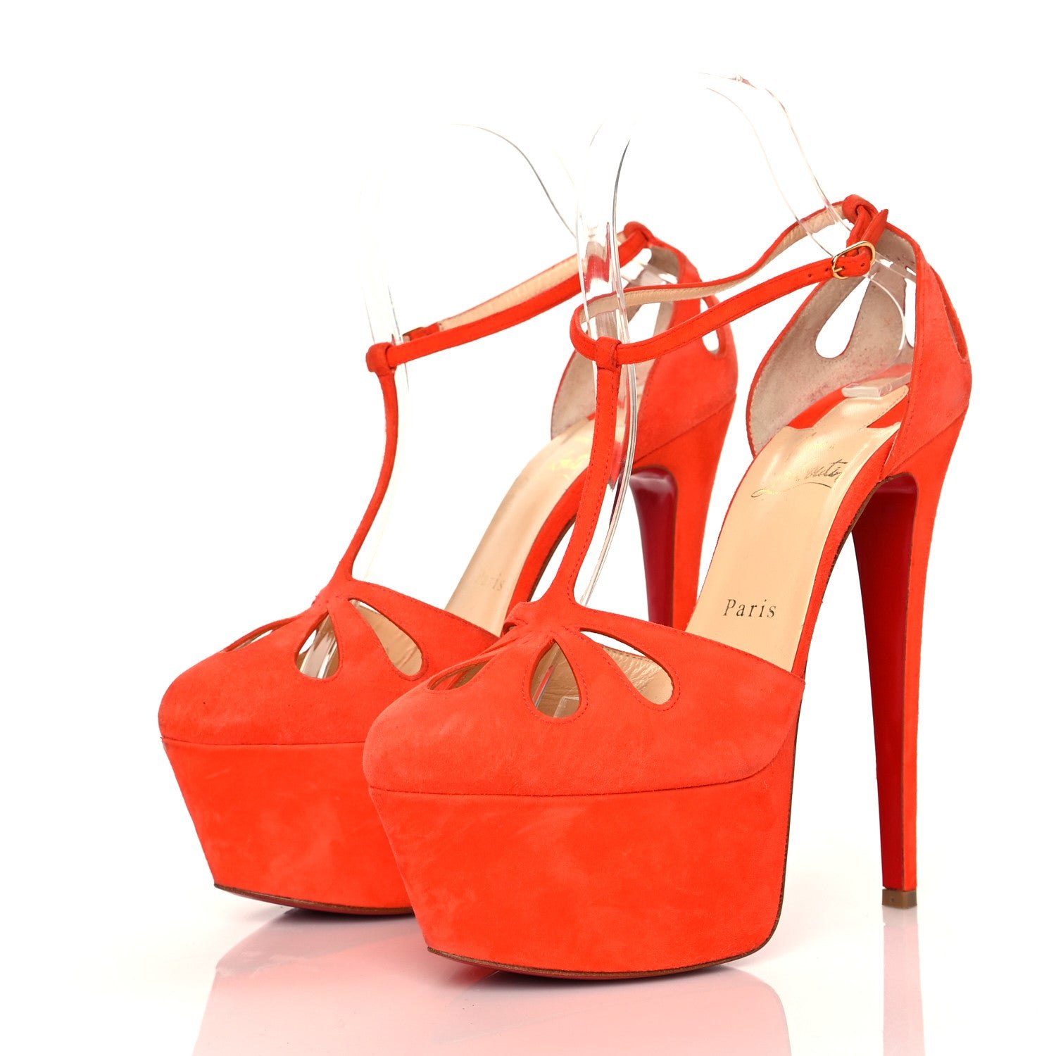 Christian Louboutin Suede Amyada 160 Platform Sandal 38.5 Orange 3 of 7