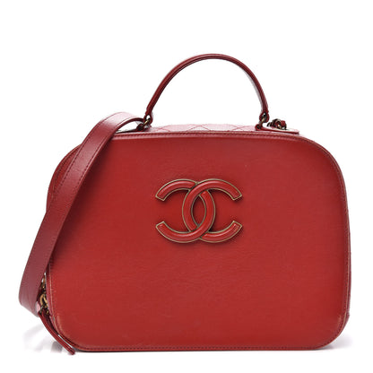 Chanel Shiny Calfskin Goatskin Quilted Coco Curve Vanity Red 1 of 14