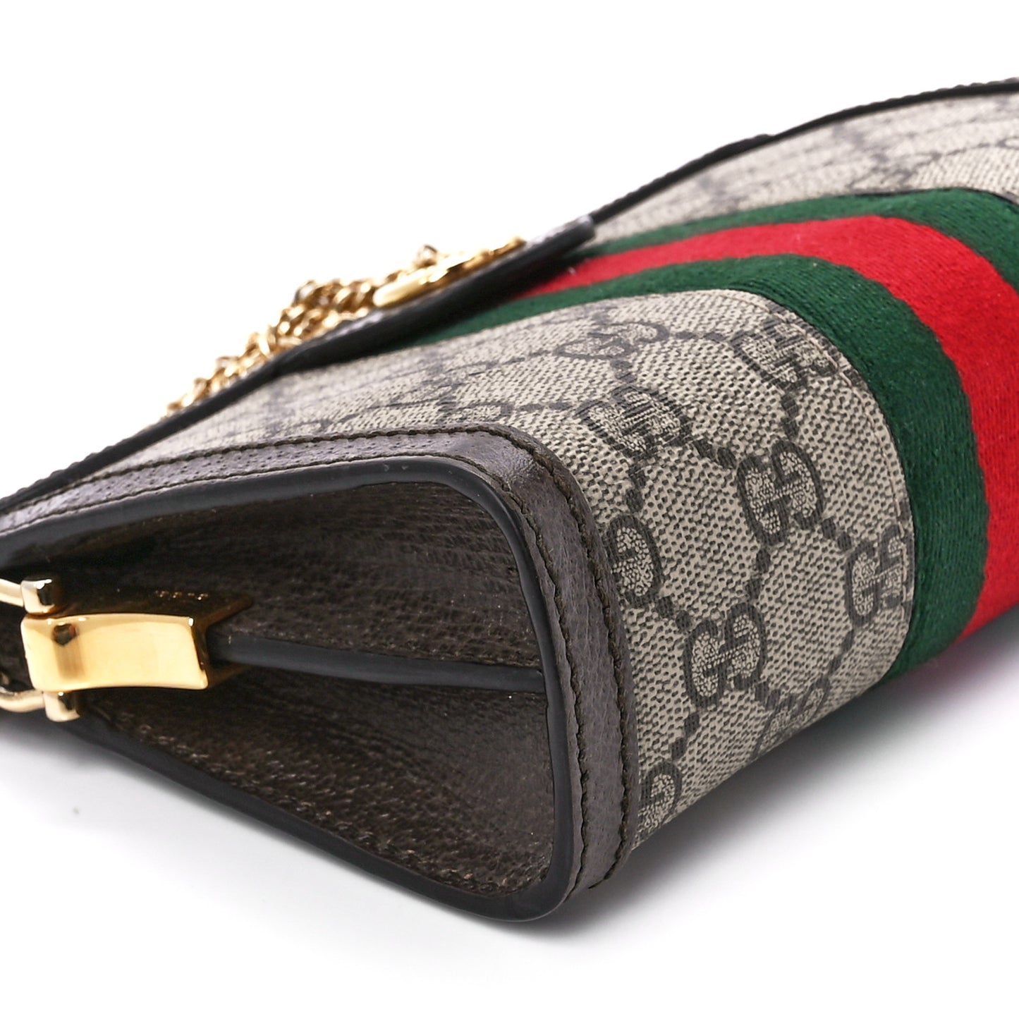GG Supreme Monogram Textured Dollar Calfskin Web Mini Ophidia Chain Shoulder Bag Beige Ebony New Acero